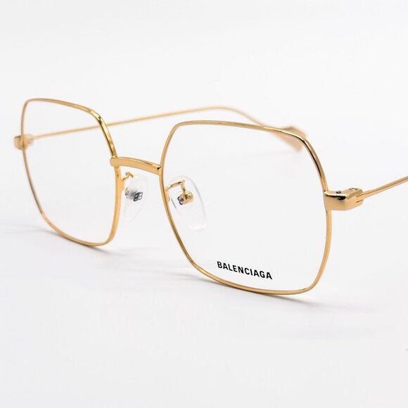 NEW BALENCIAGA EYEGLASSES BB0090O 003 SQUARE GOLD WOMEN EYEWEAR BALENCIAGA - Picture 3 of 9
